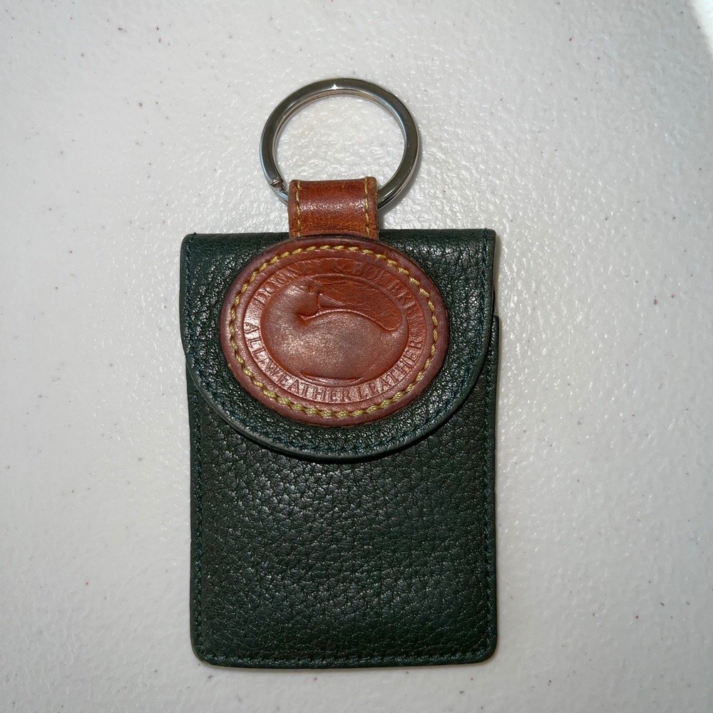 Vintage Dooney & Bourke Leather Key Ring Card Holder Green Brown - Picture 10 of 10